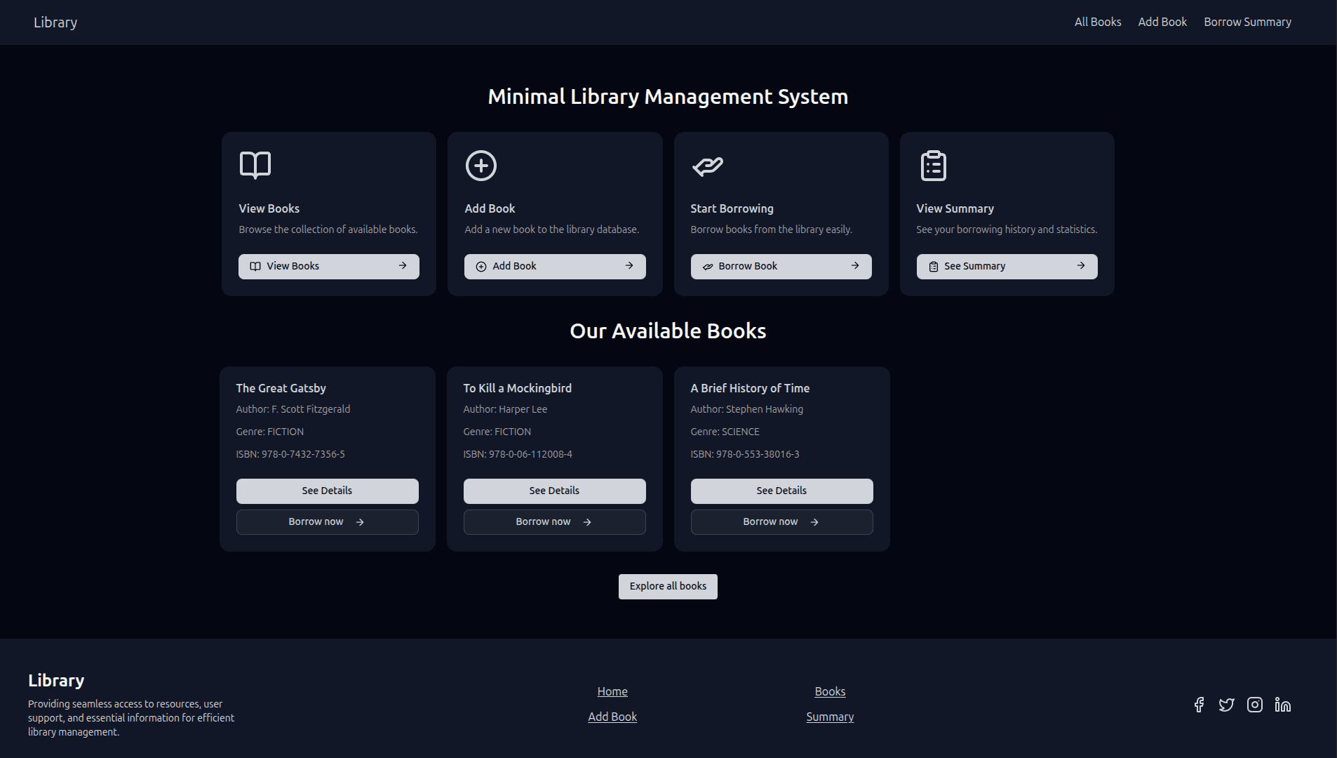 Minimal Library Management System